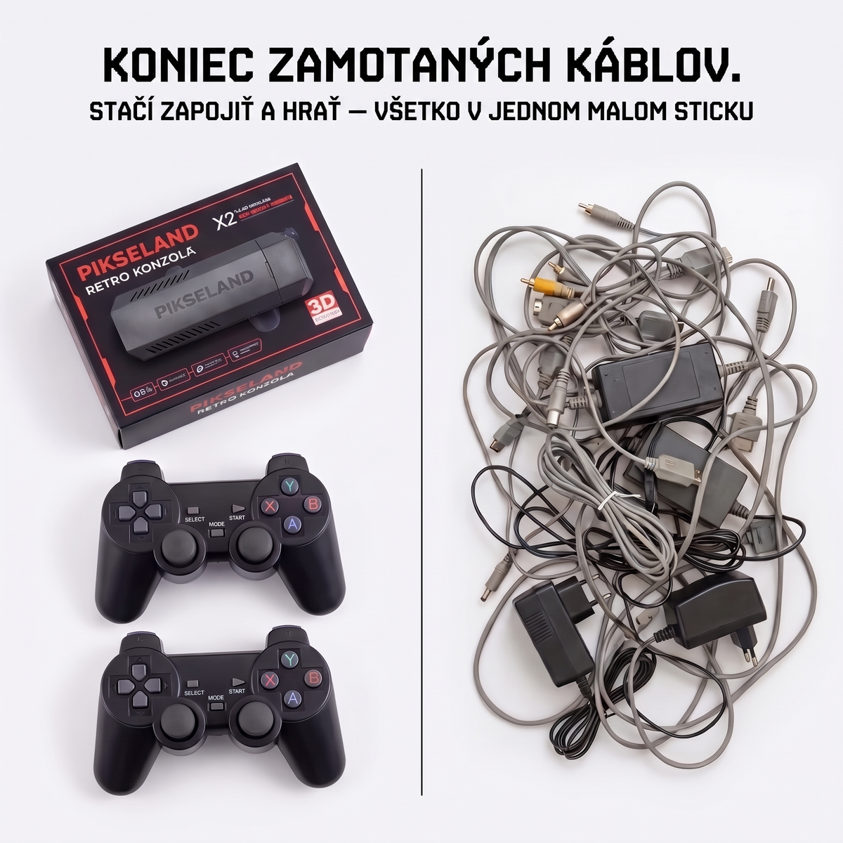 PIKSELAND™ - Retro konzola Plug & Play + 2 ovládače